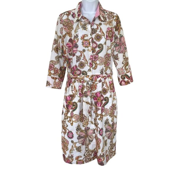 Robert Graham Floral Printed Button Down Cotton Shirt Dress Women's Size M - Picture 1 of 10